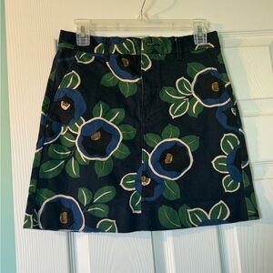 Tory Burch Navy Floral Mini Skirt